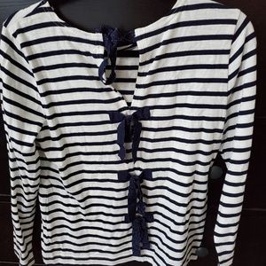 NWT J crew striped top with bow tie back